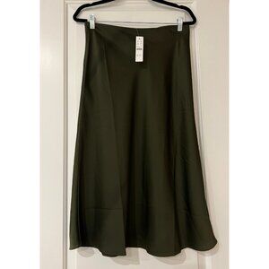 J.Crew Gwyneth Midi Slip Skirt in Olive Green Size Small NWT